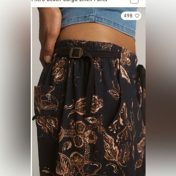 Anthropologie Pilcro Linen Pants, Navy, Size XL - Picture 4 of 6